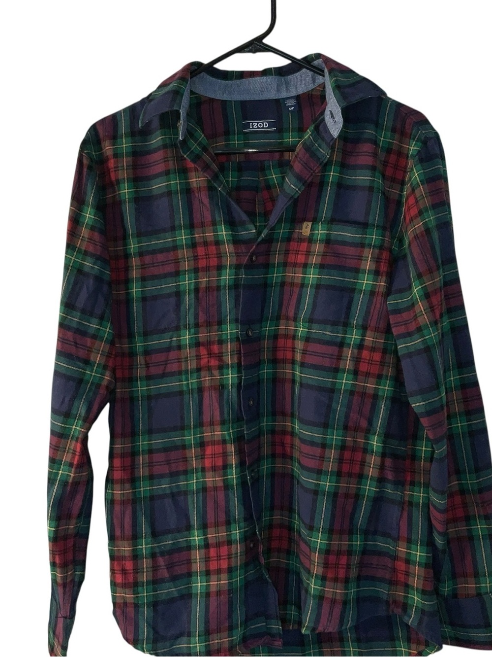 Izod Navy, Red & Green Plaid Long-Sleeve Button-Down Shirt